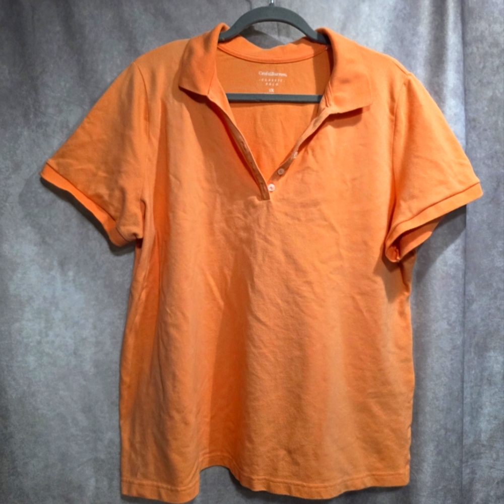 Women's Croft & Barrow Vibrant Orange Polo Shirt 1x